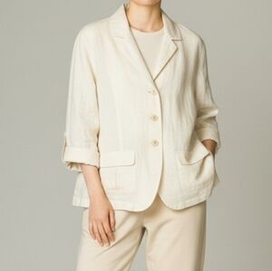 Kim Rogers White Linen Blazer Jacket 12P